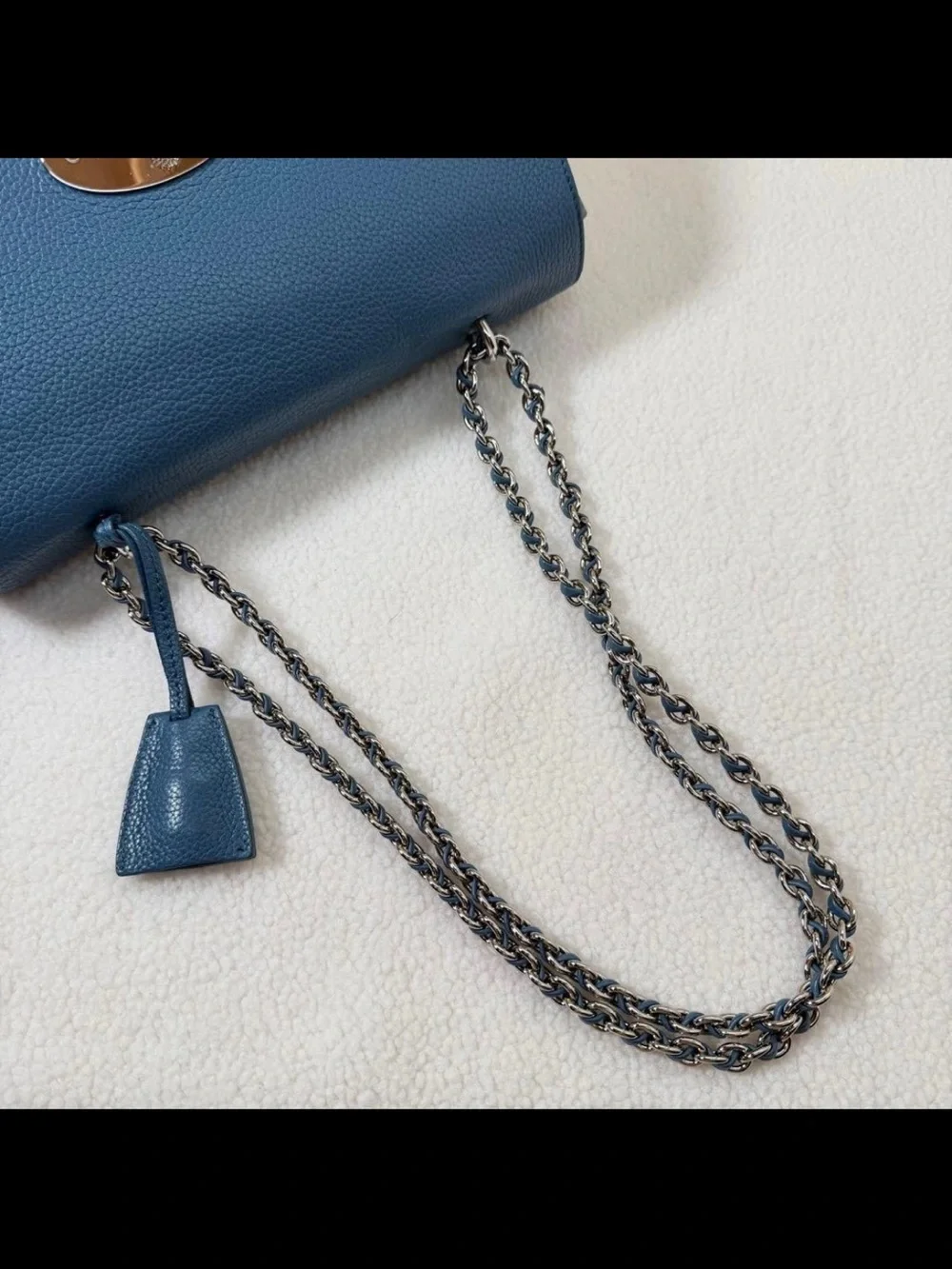 Mulberry Blue Leather Chain-Handle Shoulder Bag